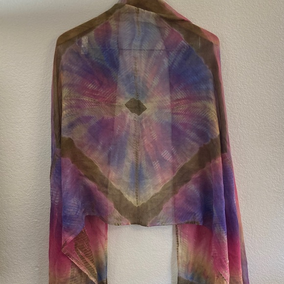 pashmina Accessories - Pashmina 50% silk 50% Cashmere rainbow Tie-Dye like Scarf Hippie